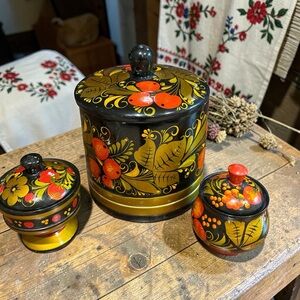 Hand-Painted Floral Canister Set